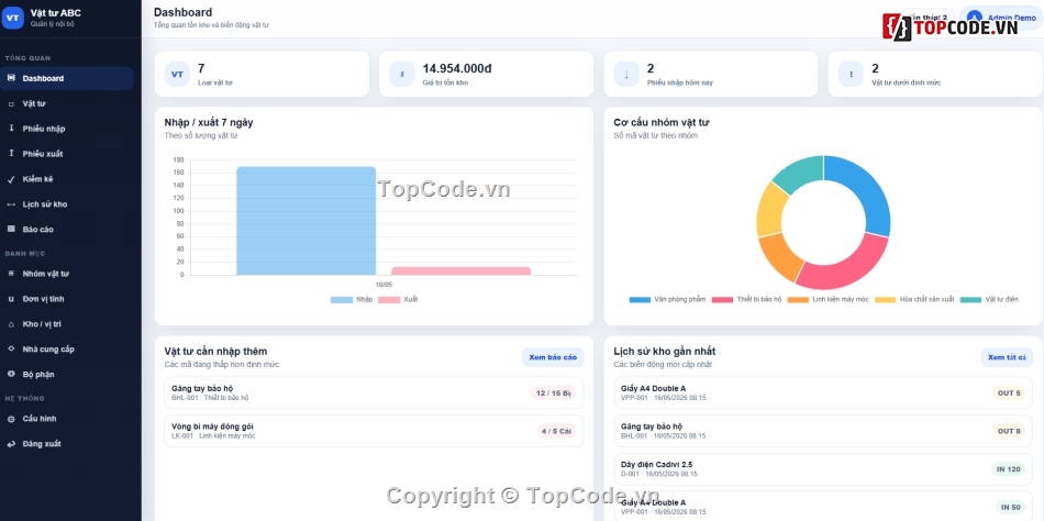 web công ty,quản lý vật tư,website quản lý vật tư